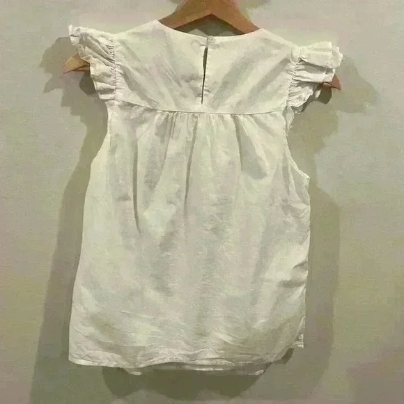 J. Crew Women’s Ruffled Sleeve Top Tunic White Lined Cotton Size XXS - Picture 6 of 6